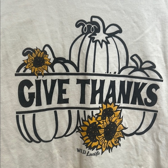 Screenprint Give Thanks Cotton Short Sleeve Tee Shirt Medium by Wild Lucille - Picture 1 of 4